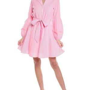 Lilly Pulitzer Women's Pink White Seersucker Carla Mini Dress Belted 6